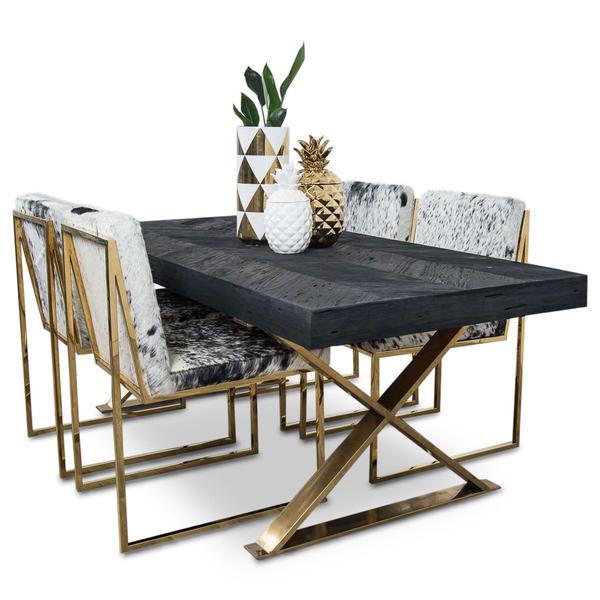 Bordeaux Dining Table with Brass X-Legs