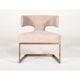 Modrest Calvo Modern Off-White Velvet & Brass Dining Chair, Beige